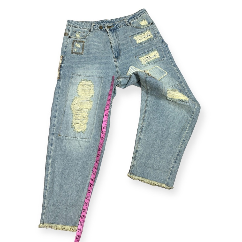 Jaded Gypsy Evening Meadow boho patchwork denim miner jeans size S/M - Picture 3 of 5